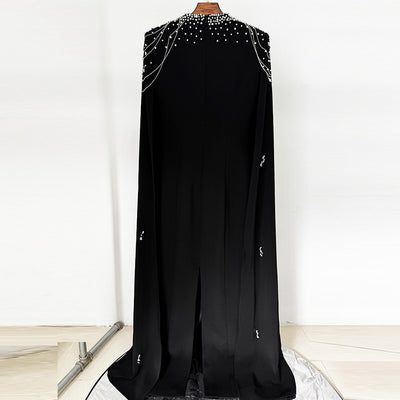 Beaded Shawl Sleeve Gown - Shé Hauté