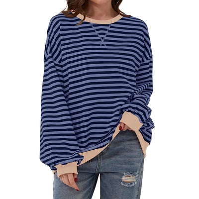 Pull décontracté à rayures pour femme