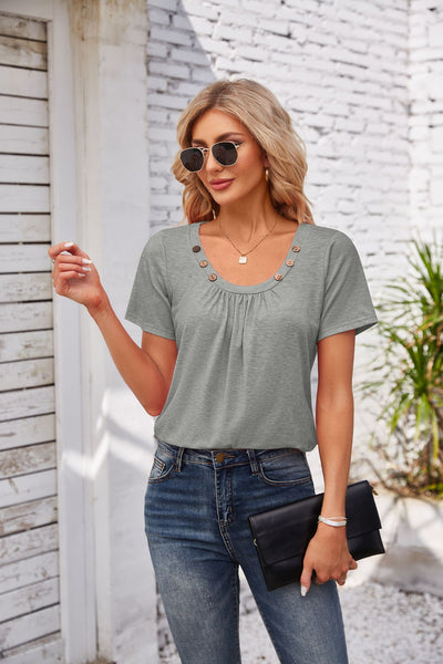 Pleated Short Sleeve Top