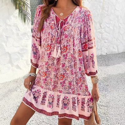 V-Neck Floral Dress - Shé Hauté