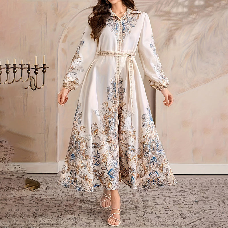 Lapel Print Dress