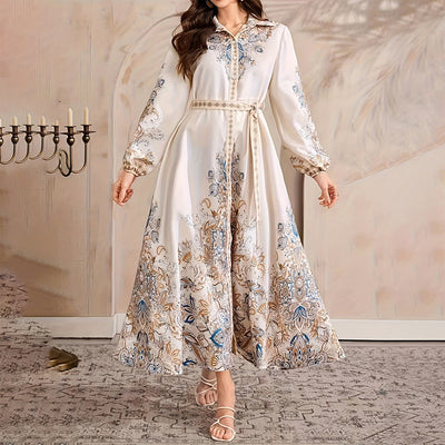 Lapel Print Dress