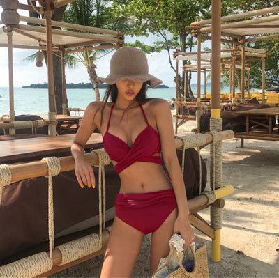 bikini de plage froncé