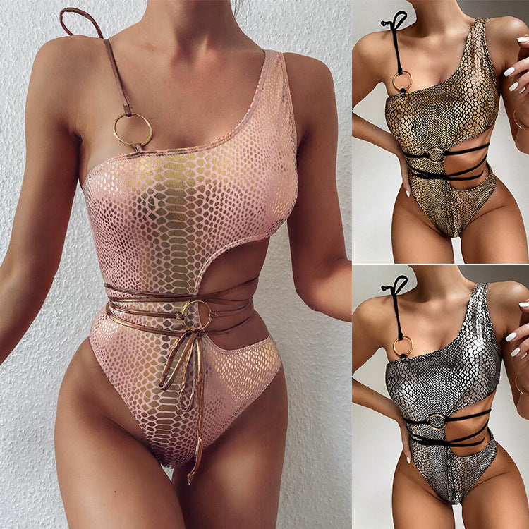 One-shoulder snake bikini - Shé Hauté