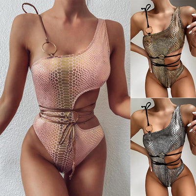 One-shoulder snake bikini - Shé Hauté
