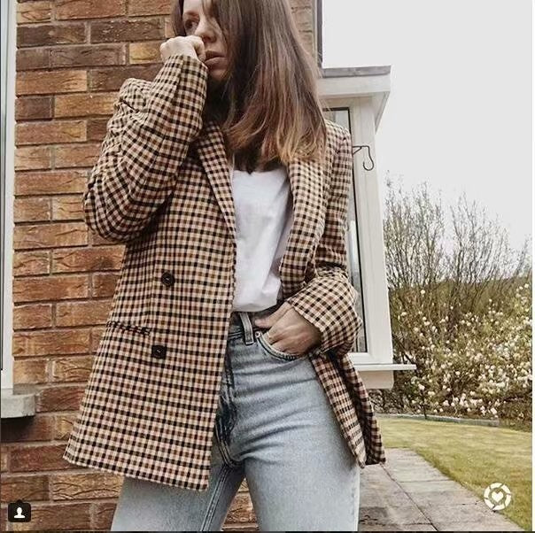 Blazer à carreaux audacieux