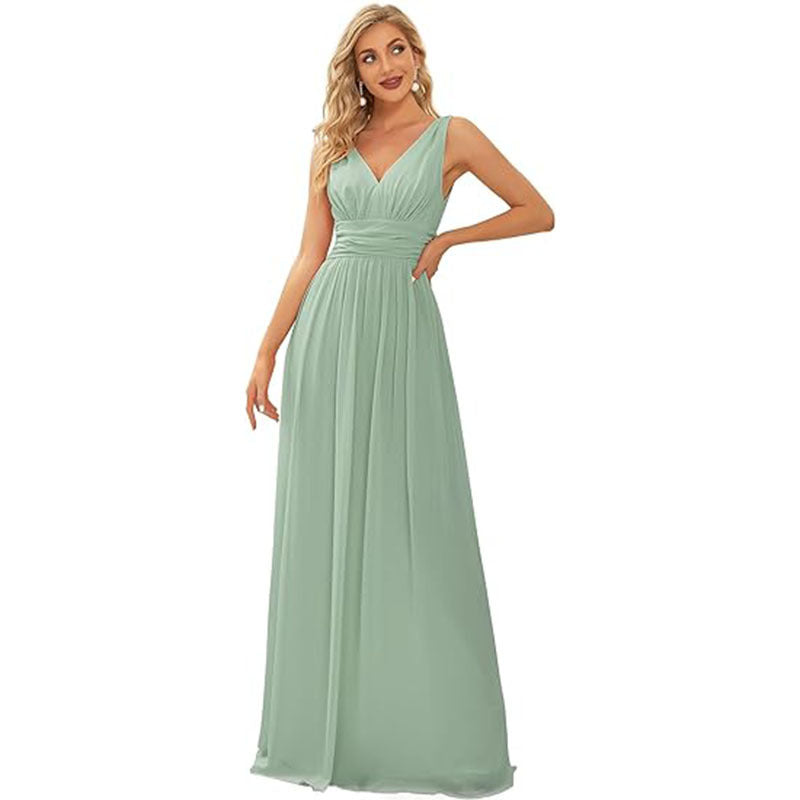 Sleeveless V-Neck Formal Maxi – Women - Shé Hauté
