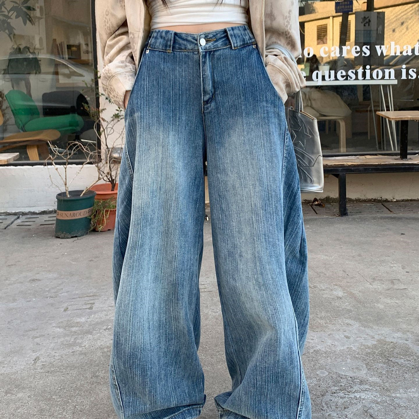 Denim ample délavé