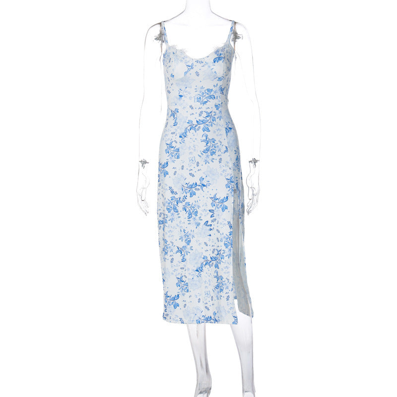 Robe nuisette en dentelle à fleurs