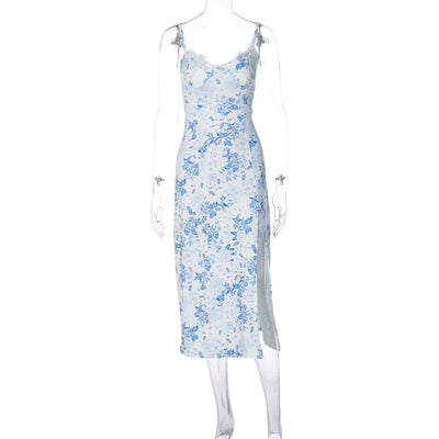 Robe nuisette en dentelle à fleurs