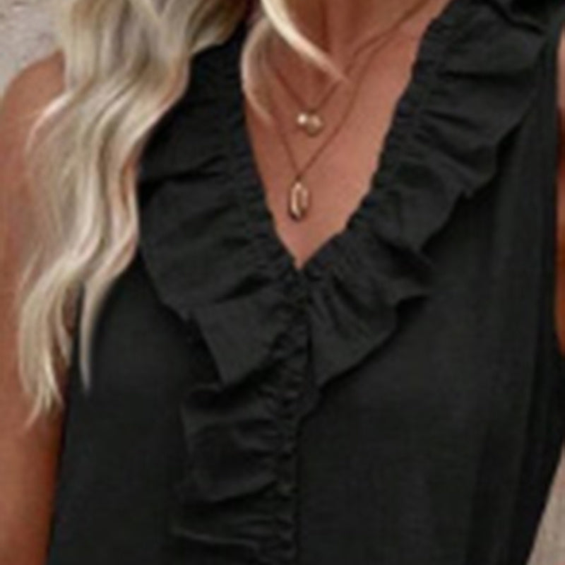 Ruffled V-Neck Maxi