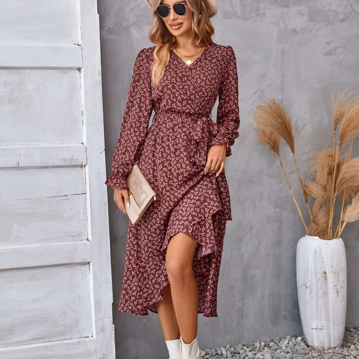 Robe à volants fleurie