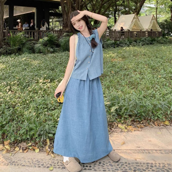 Ice Silk Skirt Set
