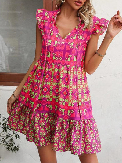 Printed V-Neck Dress