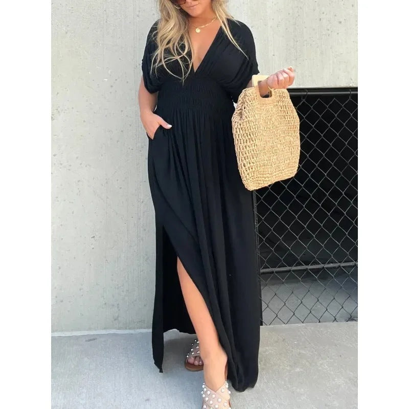 Short Sleeve Slit Dress