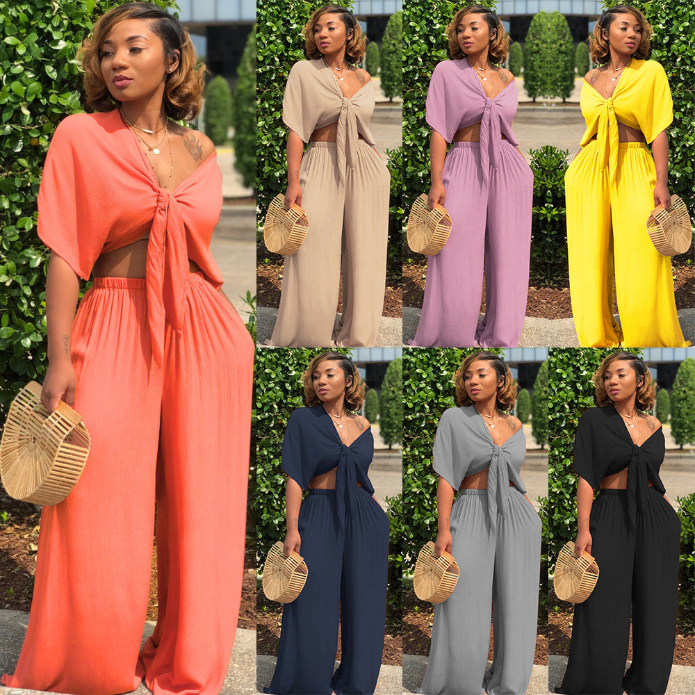 Solid Wide-Leg Suit