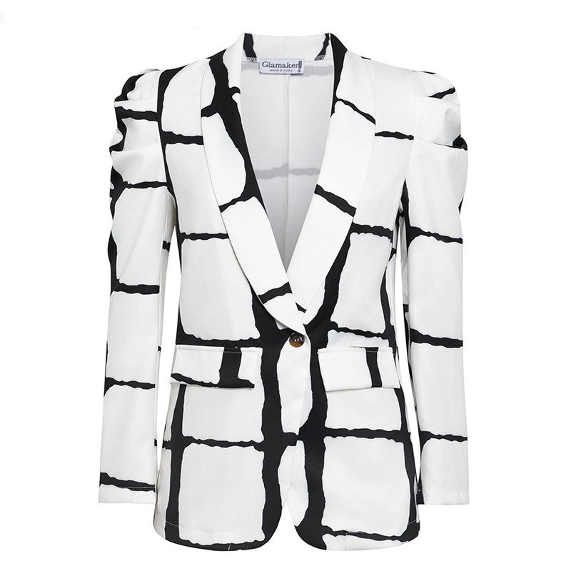Blazer à carreaux en V profond