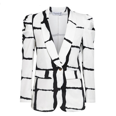 Blazer à carreaux en V profond