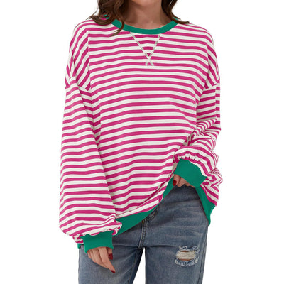Pull décontracté à rayures pour femme