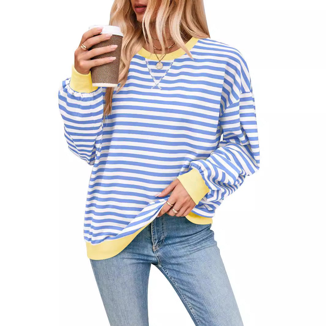 Pull décontracté à rayures pour femme