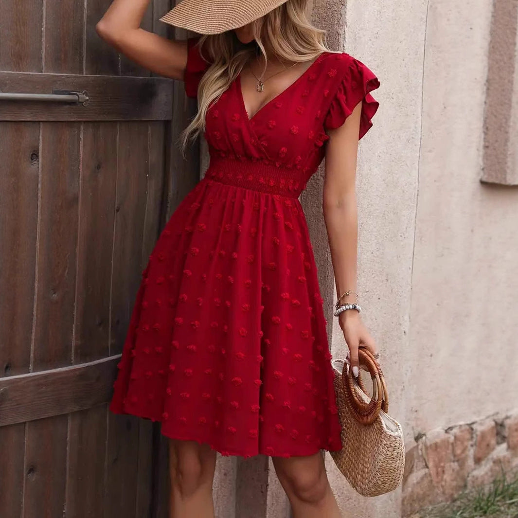 Robe jacquard à volants