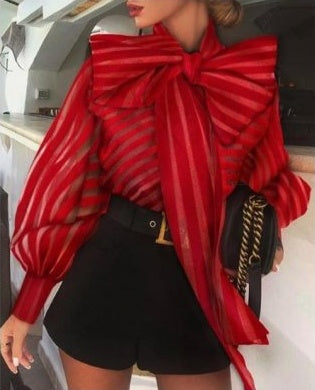 Chemise décontractée à manches à pois