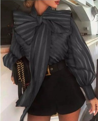 Chemise décontractée à manches à pois