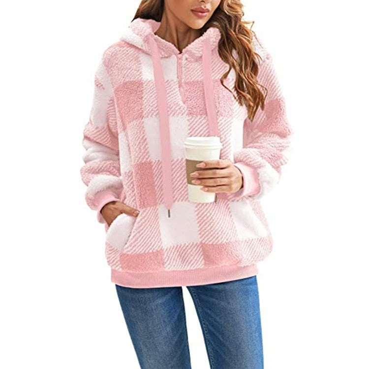 Women's Plaid Hooded Sweatshirt