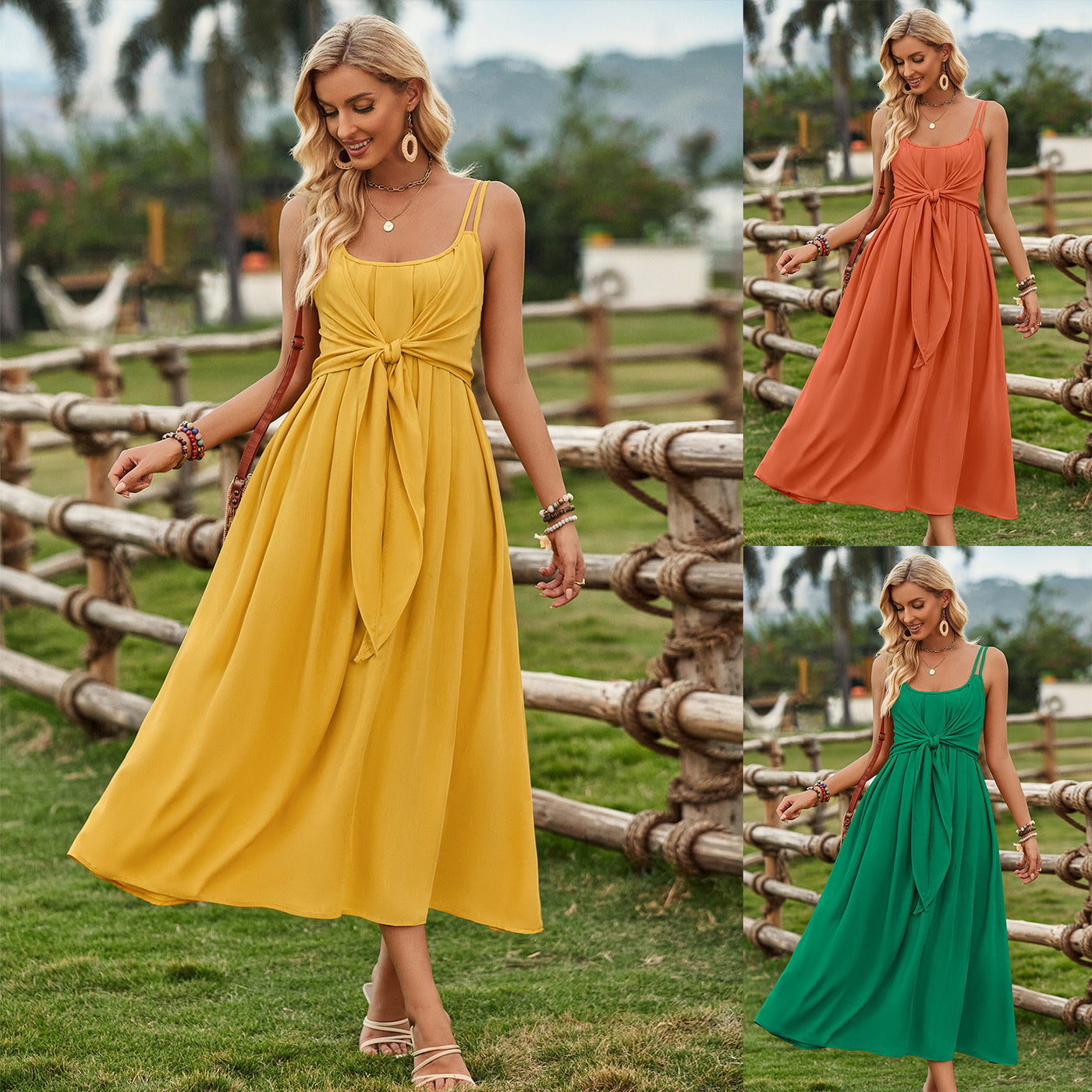 Waist Tie Long Dress