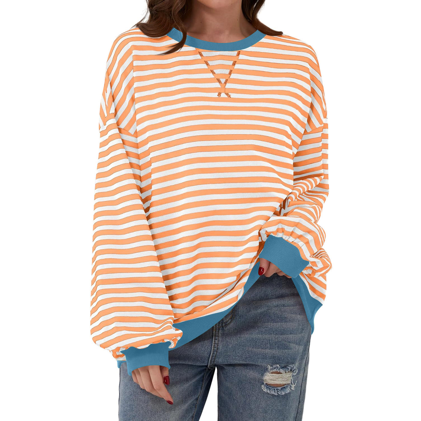 Pull décontracté à rayures pour femme