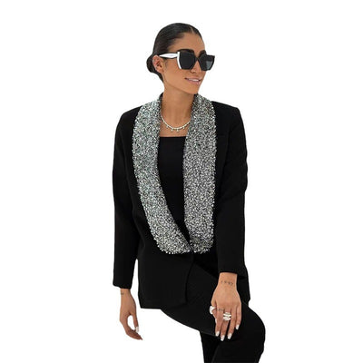 Blazer à paillettes à décolleté en V profond