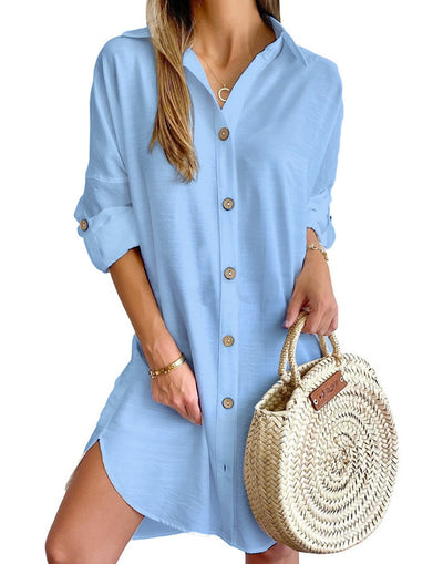 Autumn Lapel Shirt Dress