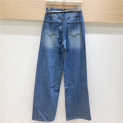 Lace Stitching Rhinestone Jeans - Shé Hauté