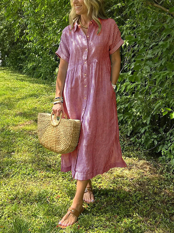 Robe en lin rayée