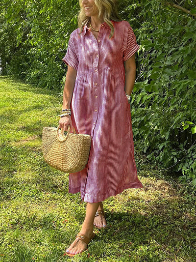 Robe en lin rayée