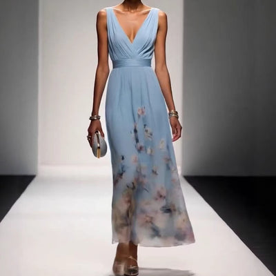 Elegant V-Neck Evening Gown – Women - Shé Hauté