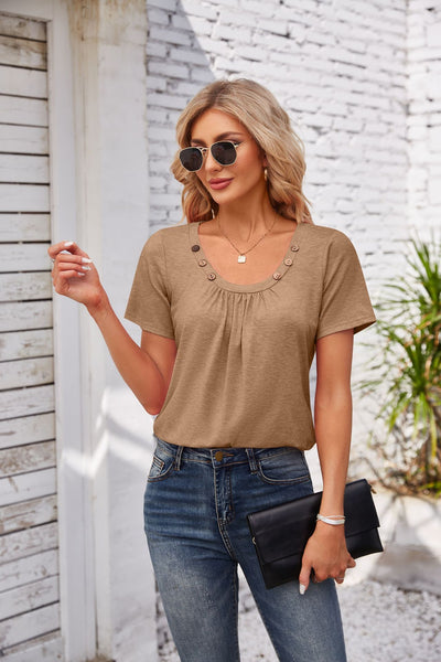Pleated Short Sleeve Top