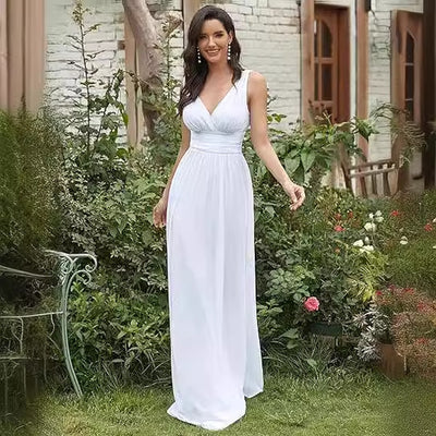 Sleeveless V-Neck Formal Maxi – Women - Shé Hauté