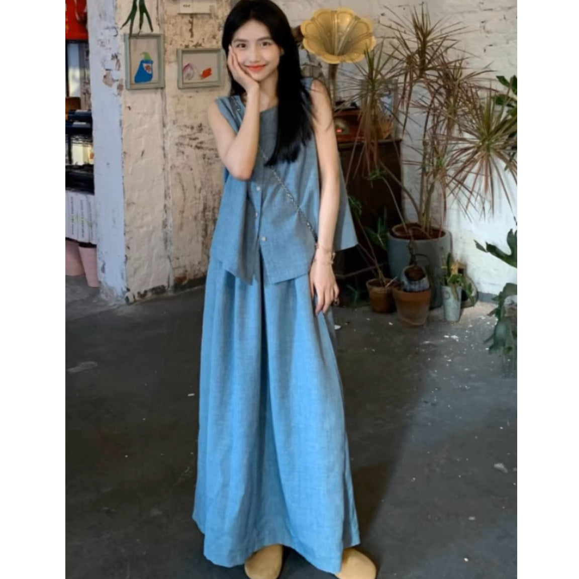 Ice Silk Skirt Set