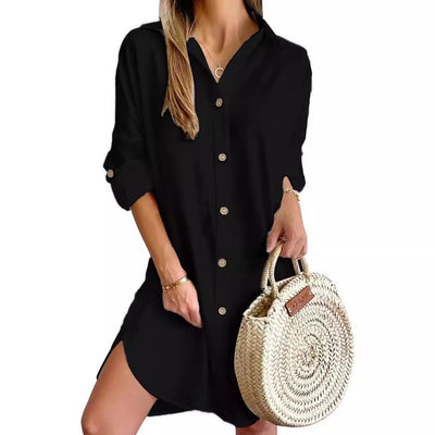 Autumn Lapel Shirt Dress