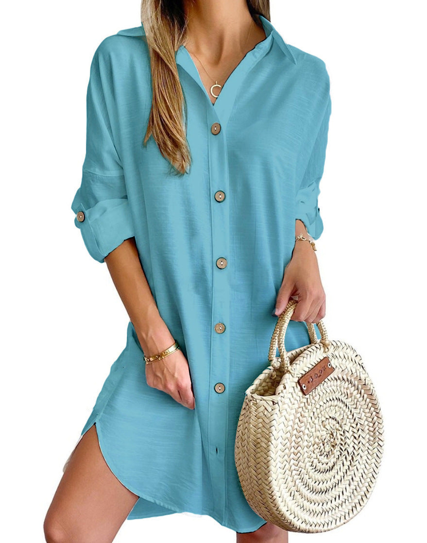 Autumn Lapel Shirt Dress
