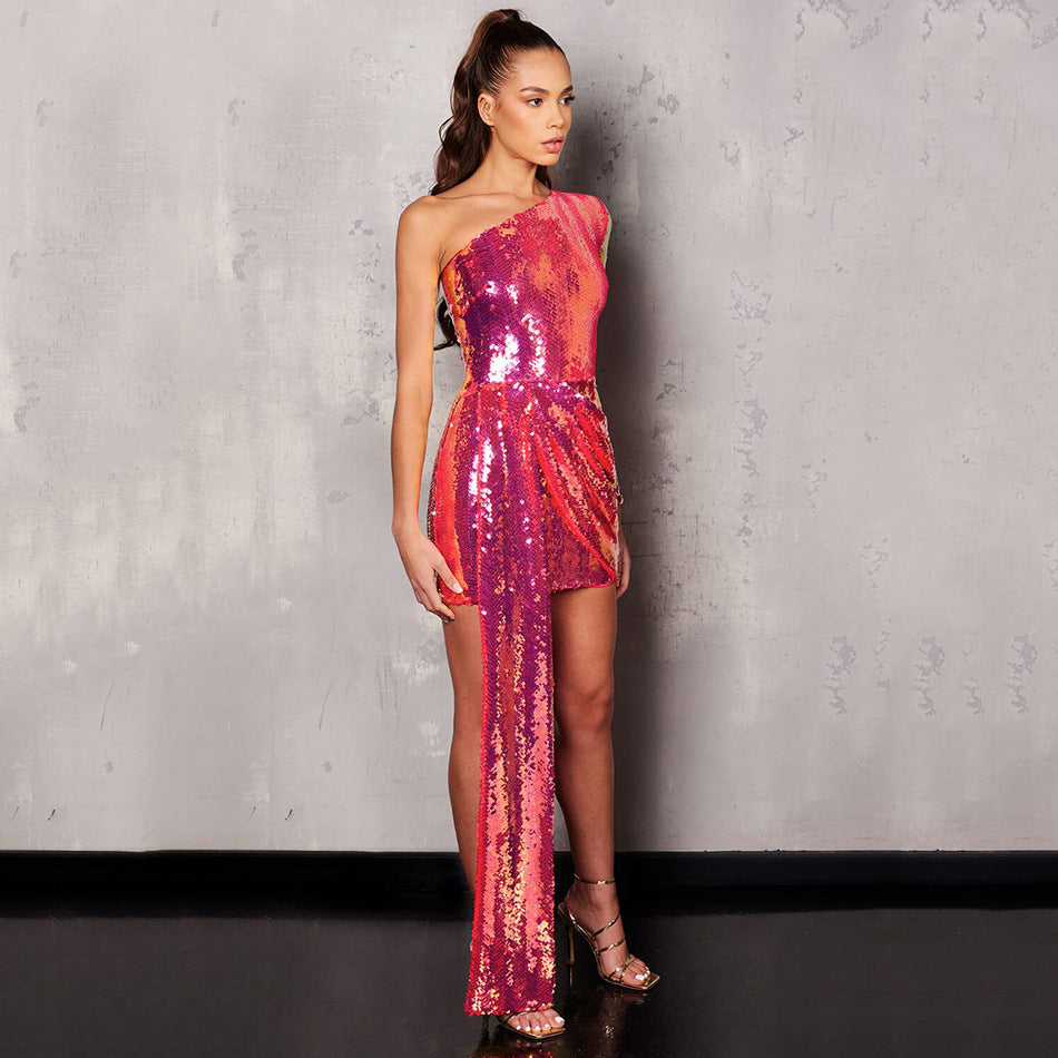 Sequin Wrap Gown