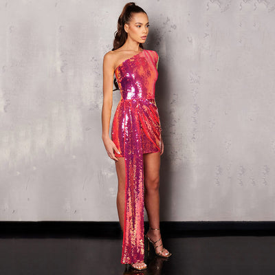 Sequin Wrap Gown