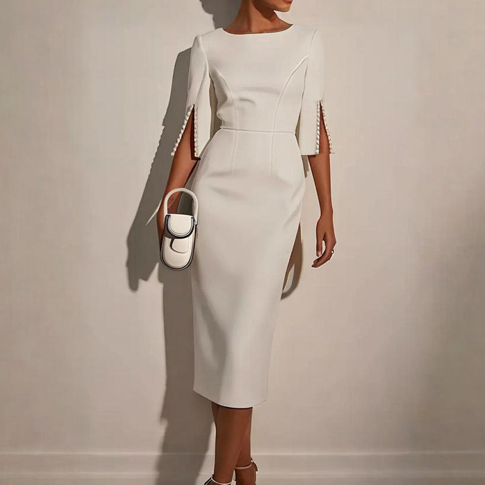Pearl Slit Sleeve Dress - Shé Hauté