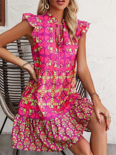 Printed V-Neck Dress