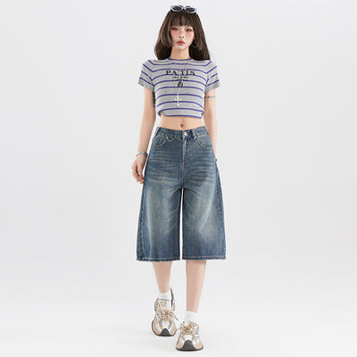 Women's Retro High Street Cropped Jeans - Shé Hauté
