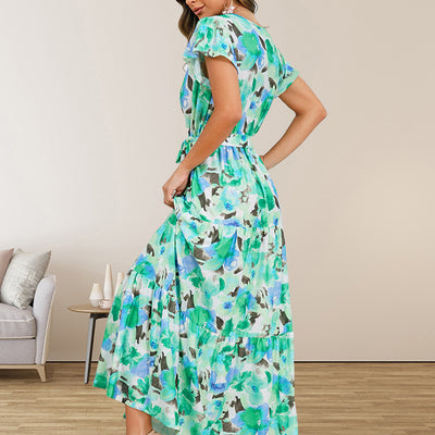 Robe à volants imprimée