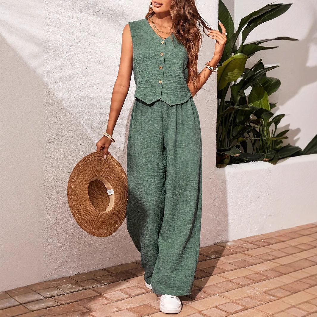 Ensemble gilet et pantalon en tricot