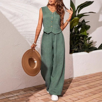 Ensemble gilet et pantalon en tricot