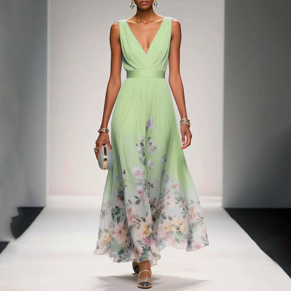 Elegant V-Neck Evening Gown – Women - Shé Hauté